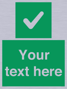 Custom green background, green square with tick sign